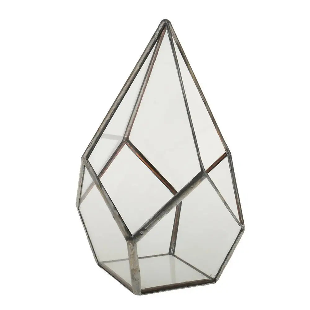 terrario geometrico cristal y metal para claveles del aire