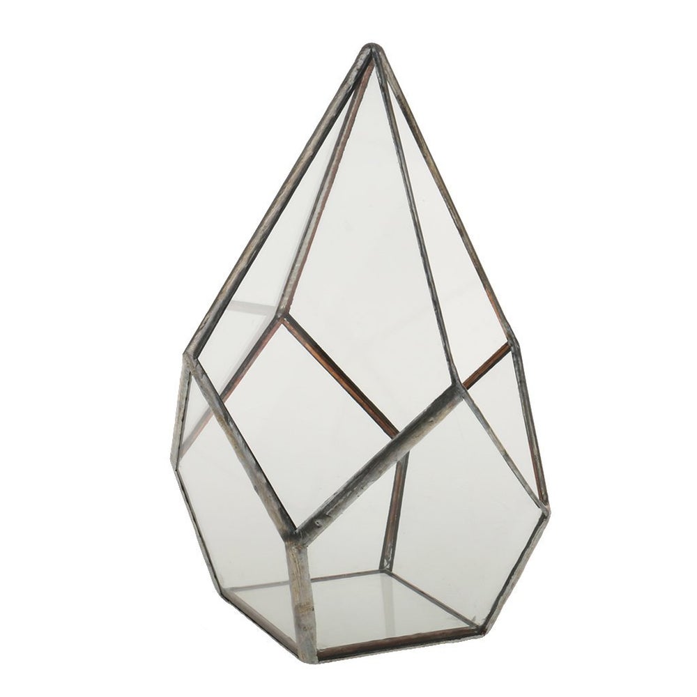 terrario geometrico cristal y metal para claveles del aire